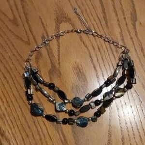 Elegant Black and Silver Gemstone Necklace